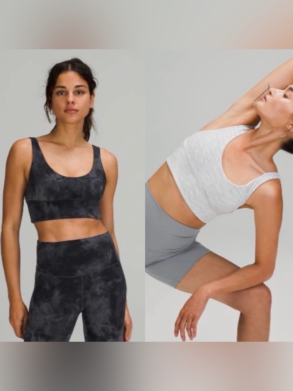 Set of 2 lululemon Align reversible bra light support A/B cup size 6 white grey